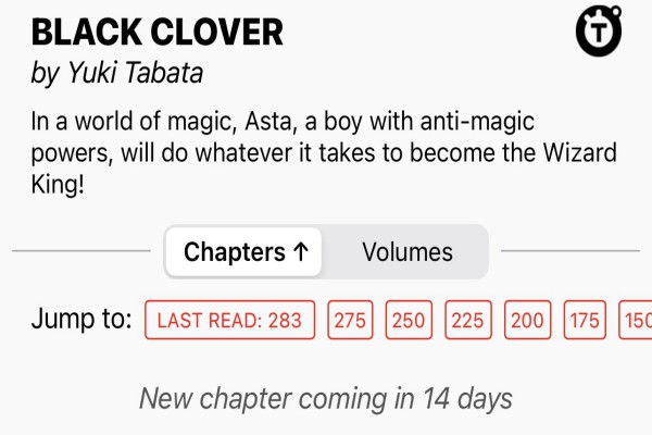 date de sortie reportee du chapitre 284 de black clover